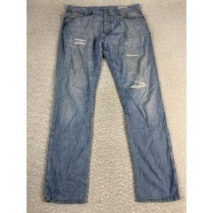 Brunello Cucinelli Leisure Fit Jeans Mens 34x31 Blue Relaxed Denim Distressed